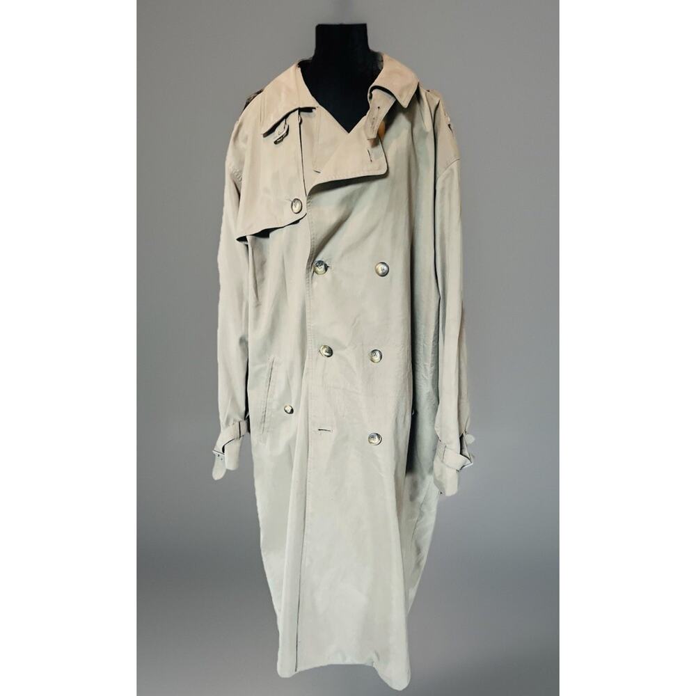 Vintage London Fog Maincoats Men’s Trench Coat Khaki 44L Removable Liner READ